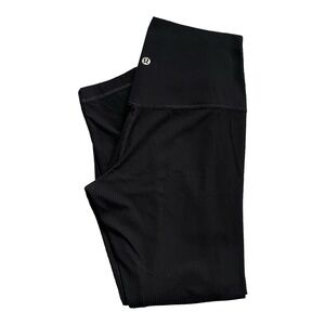 lululemon align ribbed black leggings women size 6 25” inseam high rise nulu